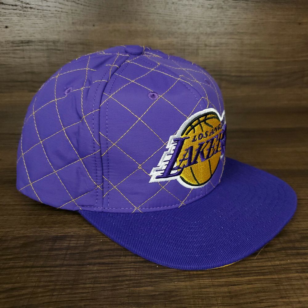 LA Lakers Mitchell & Ness NBA Snapback Hat Cap 3D Logo Purple Quilted New - Picture 3 of 9